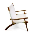 Salon en bois d'acacia huilé, couleur naturelle et tissu - Bottega Viadurini