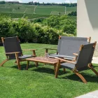 Salon en bois d'acacia huilé, couleur naturelle et tissu - Bottega Viadurini