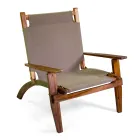 Salon en bois d'acacia huilé, couleur naturelle et tissu - Bottega Viadurini