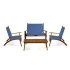 Salon en bois d'acacia huilé, couleur naturelle et tissu - Bottega Viadurini