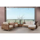 Salon d'extérieur en tissage banane avec coussins - Legolas Viadurini