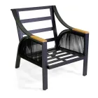 Salon en aluminium avec accoudoirs en teck brésilien - Agenda Viadurini