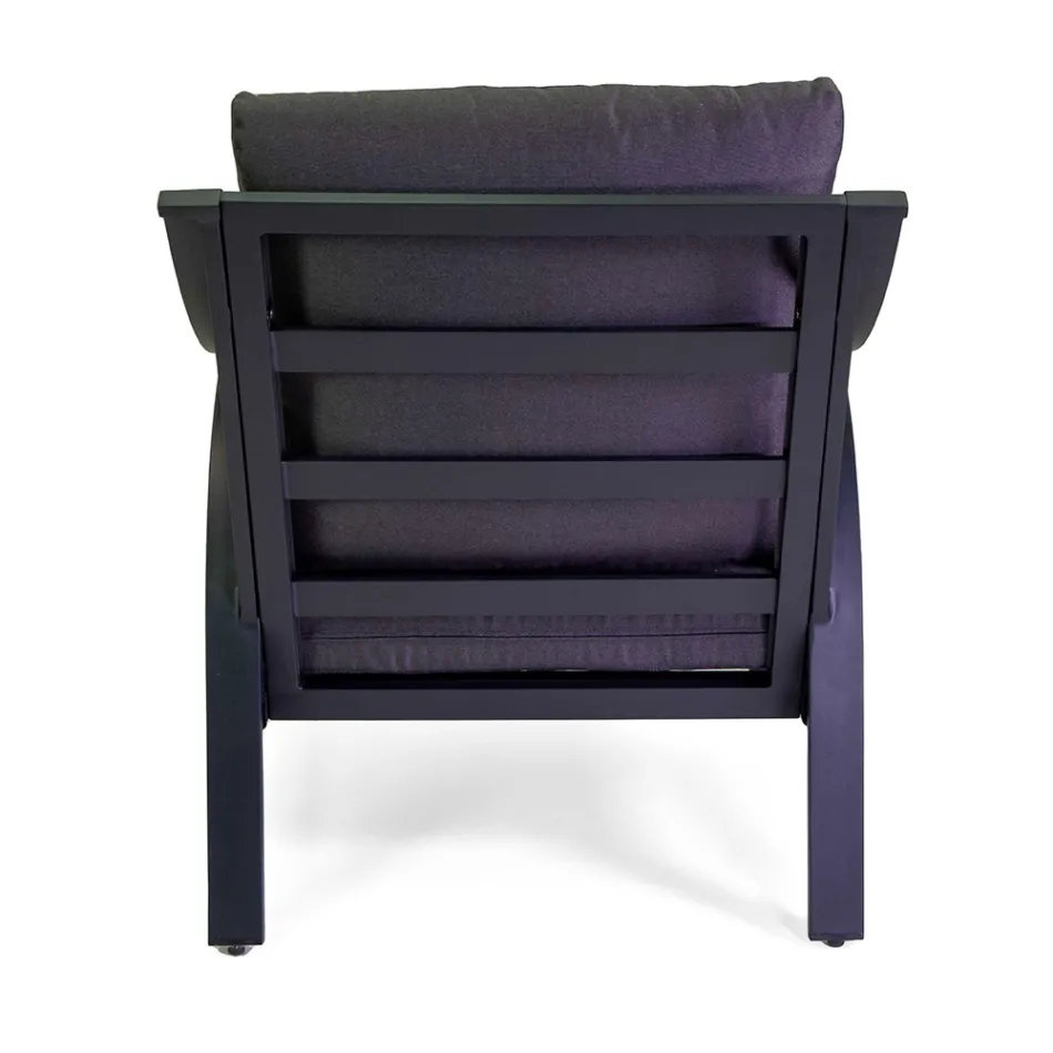 Salon en aluminium avec accoudoirs en teck brésilien - Agenda Viadurini