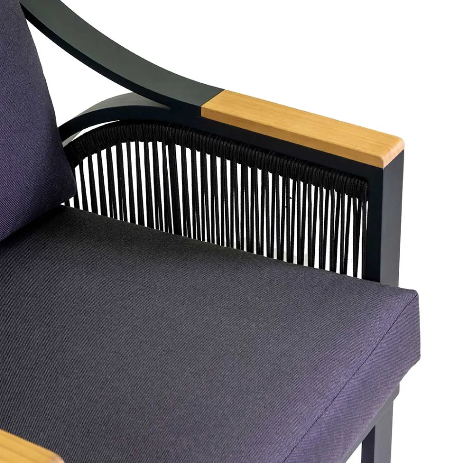 Salon en aluminium avec accoudoirs en teck brésilien - Agenda Viadurini