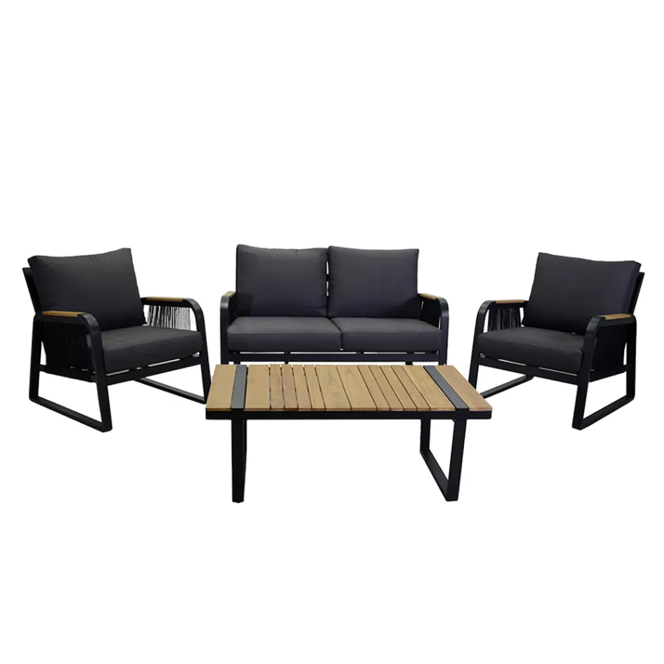 Salon en aluminium avec détails en teck brésilien - Agenda Viadurini