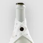 Égouttoir en lin blanc ou noir avec broderie et cristaux 2 pièces - Salvino Viadurini