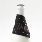 Égouttoir en lin blanc ou noir avec broderie et cristaux 2 pièces - Salvino Viadurini