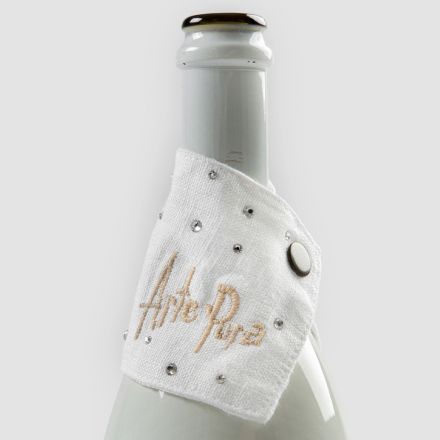 Égouttoir en lin blanc ou noir avec broderie et cristaux 2 pièces - Salvino Viadurini