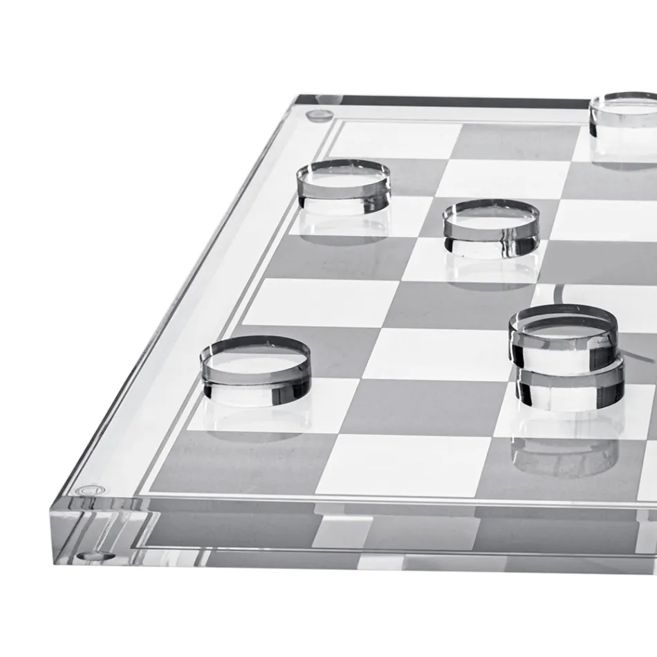 Jeu d'échecs et de dames design en plexiglas avec tiroir, fabriqué en Italie - Elora Viadurini