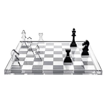 Jeu d'échecs et de dames design en plexiglas avec tiroir, fabriqué en Italie - Elora Viadurini