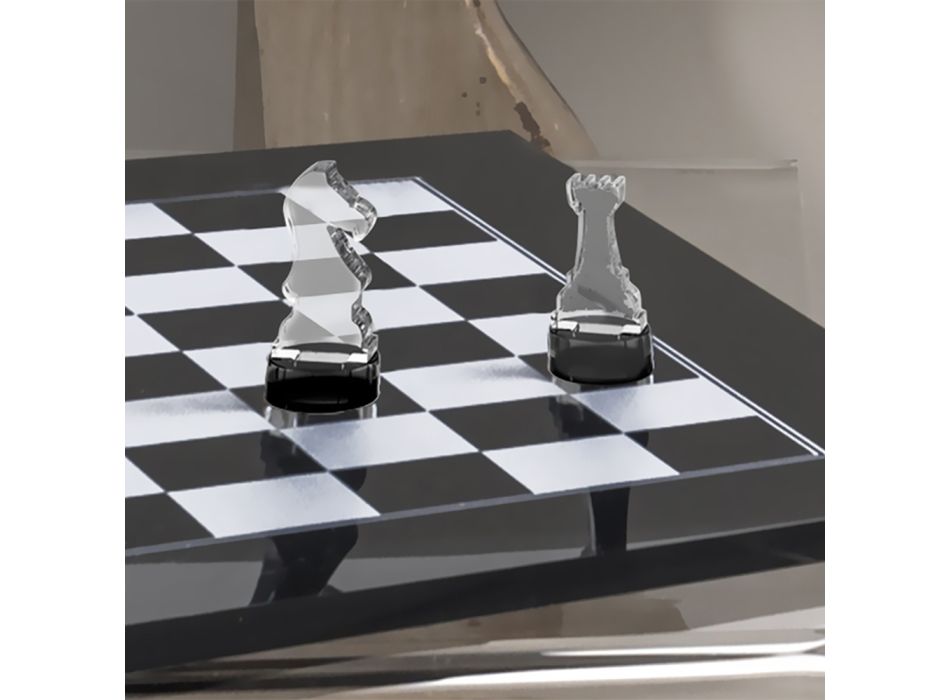 Échiquier moderne en plexiglas noir ou blanc fabriqué en Italie - Checkmate Viadurini