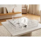 Échiquier en plexiglas transparent avec tiroir, fabriqué en Italie - Miriam Viadurini