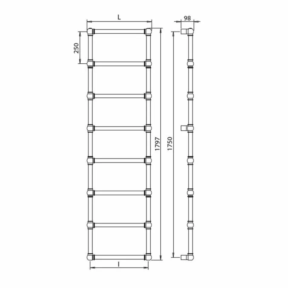 Chauffe Serviette Modulaire Hydraulique Tube En Laiton Or 311 W - Caesar Viadurini