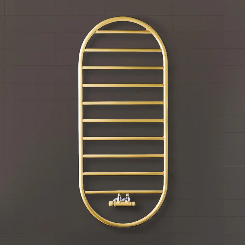 Sèche-serviettes design « Tutto Tondo Slim » en acier fabriqué en Italie - Lisse Viadurini