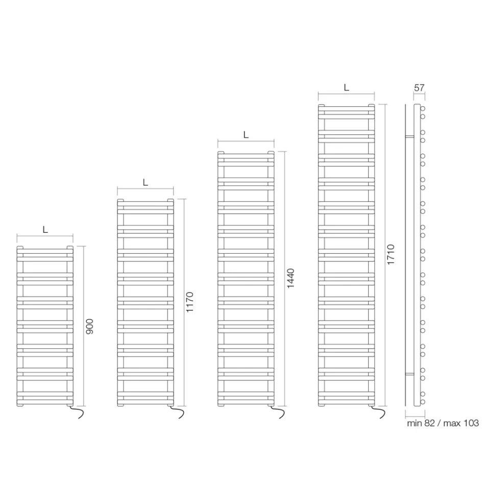 Sèche-serviettes électrique à résistances horizontales, fabriqué en Italie - Amaretti Viadurini