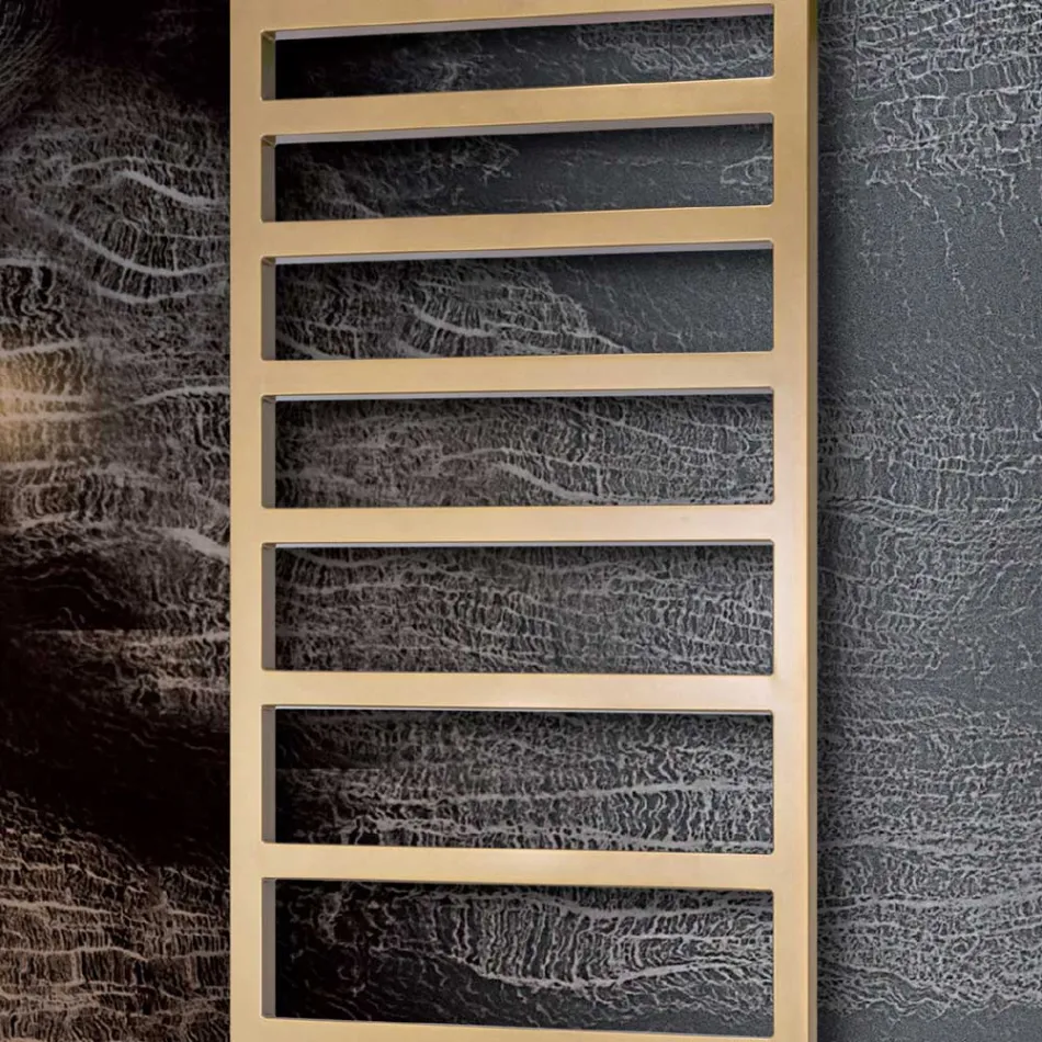 Sèche-serviettes électrique aux lignes simples en acier fabriqué en Italie - Pistache Viadurini