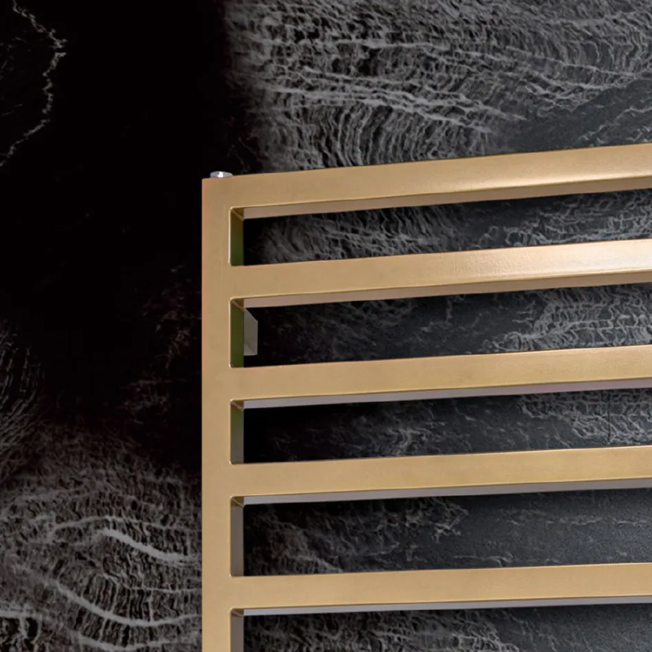 Sèche-serviettes électrique aux lignes simples en acier fabriqué en Italie - Pistache Viadurini