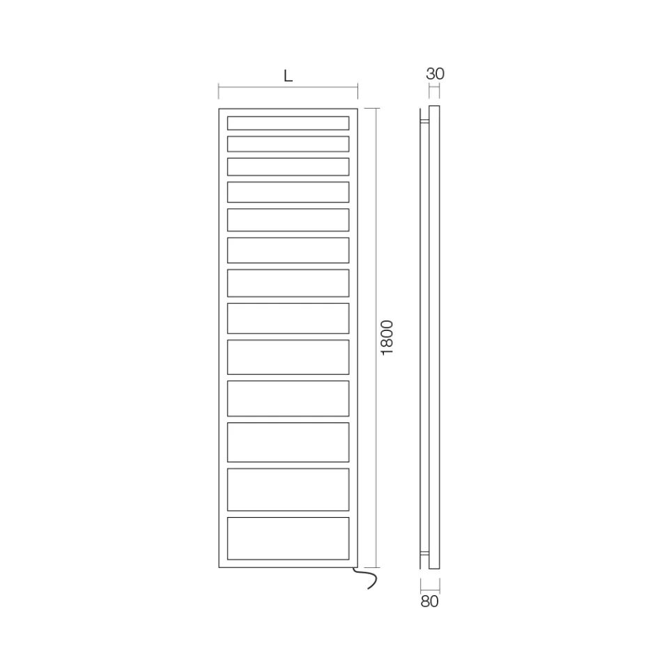 Sèche-serviettes électrique aux lignes simples en acier fabriqué en Italie - Pistache Viadurini