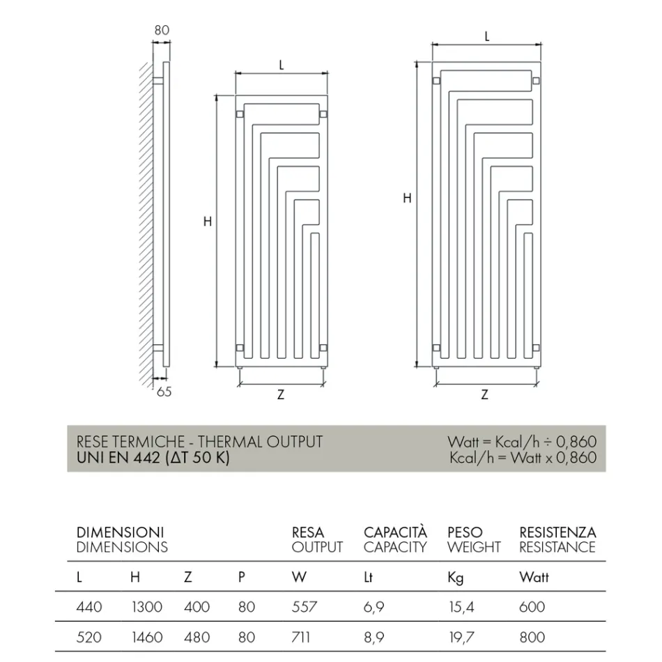 Sèche-serviettes électrique en acier au design moderne fabriqué en Italie - Potentia Viadurini