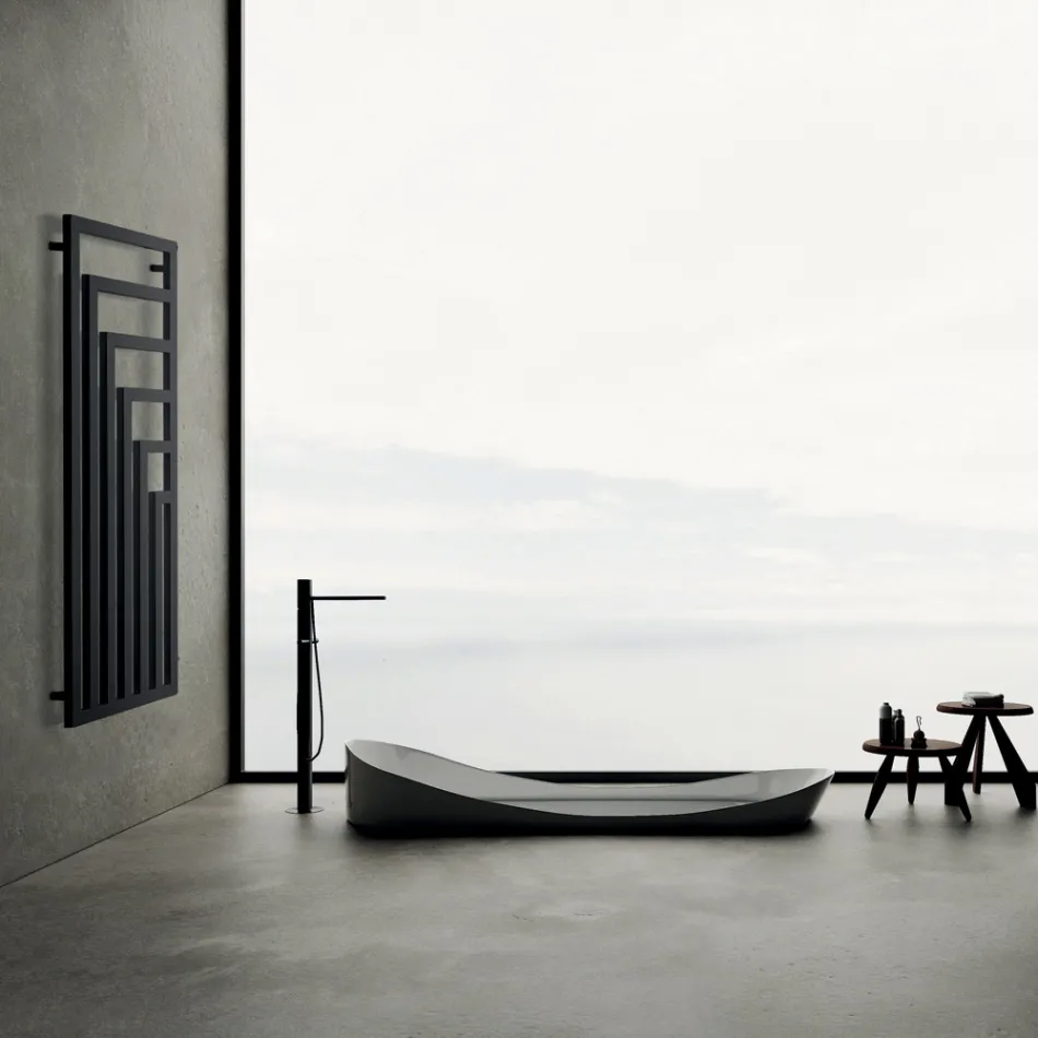 Sèche-serviettes électrique en acier au design moderne fabriqué en Italie - Potentia Viadurini