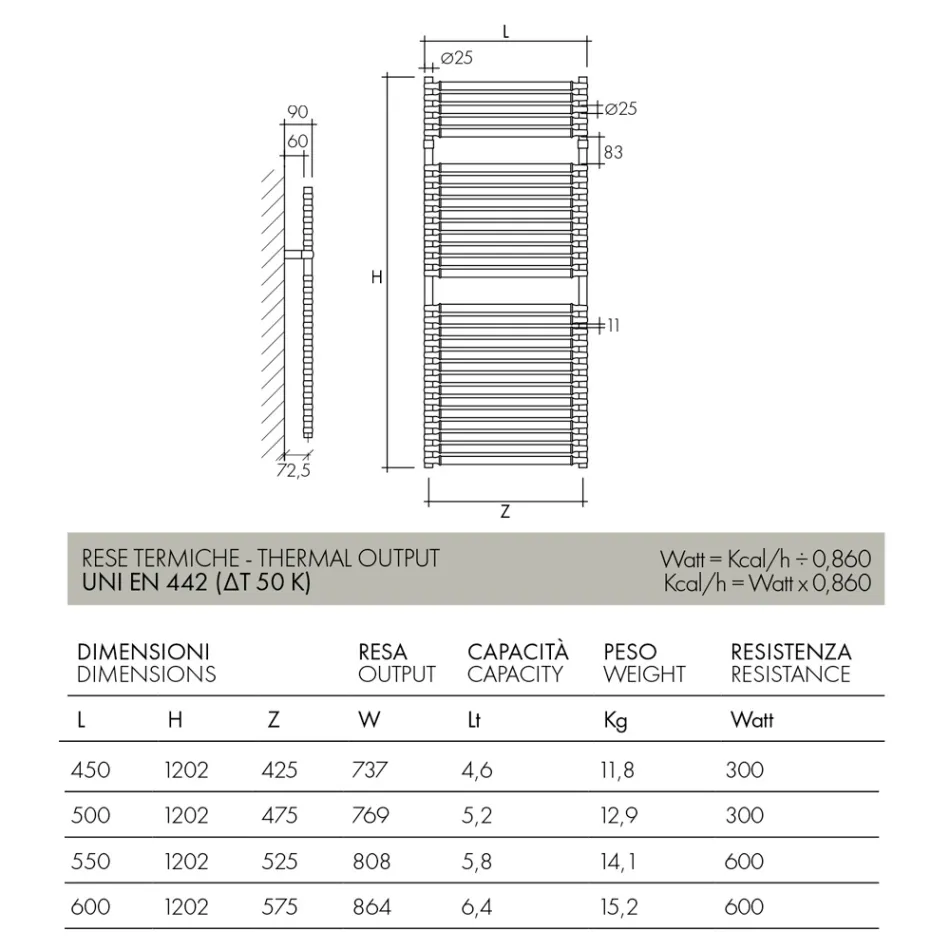 Sèche-serviettes électrique en acier finition chromée et dorée fabriqué en Italie - Laura Viadurini