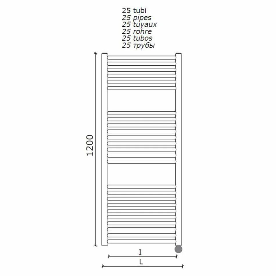 Sèche-serviettes électrique pour la conception verticale de la salle de bain en acier 300 W - Italo Viadurini