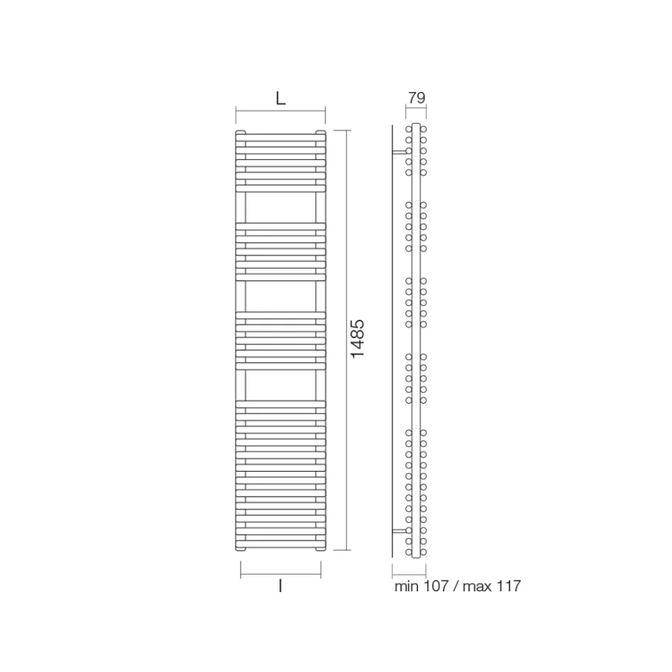 Sèche-serviettes hydraulique avec 4 séries d'éléments horizontaux fabriqué en Italie - Meringue Viadurini