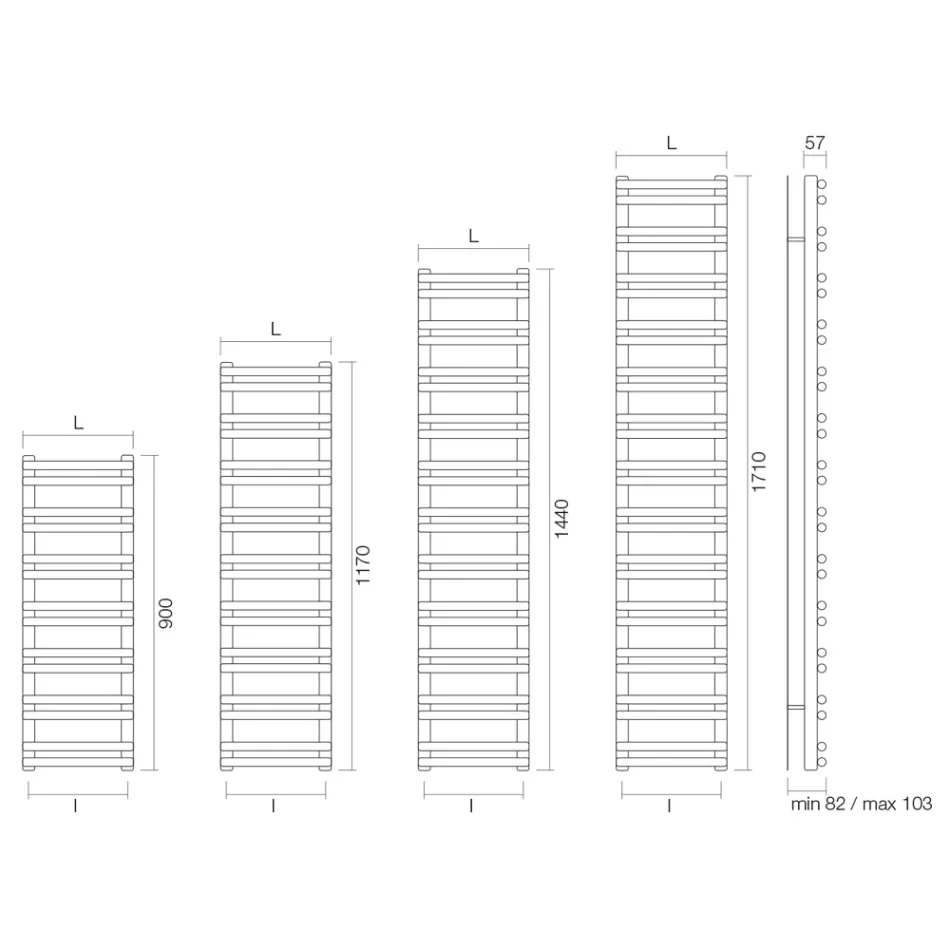 Sèche-serviettes hydraulique Amaretti à éléments horizontaux, fabriqué en Italie Viadurini