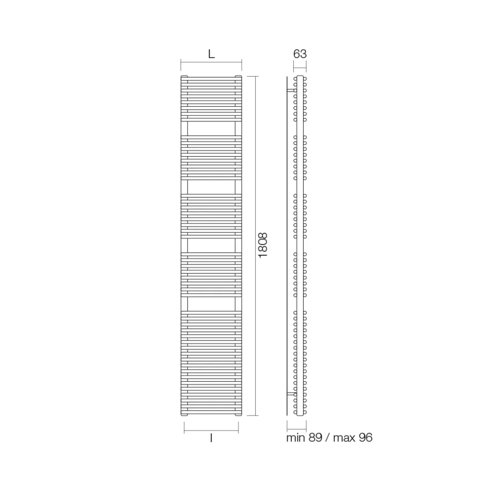 Sèche-serviettes hydraulique en acier finition aluminium fabriqué en Italie - Brioches Viadurini