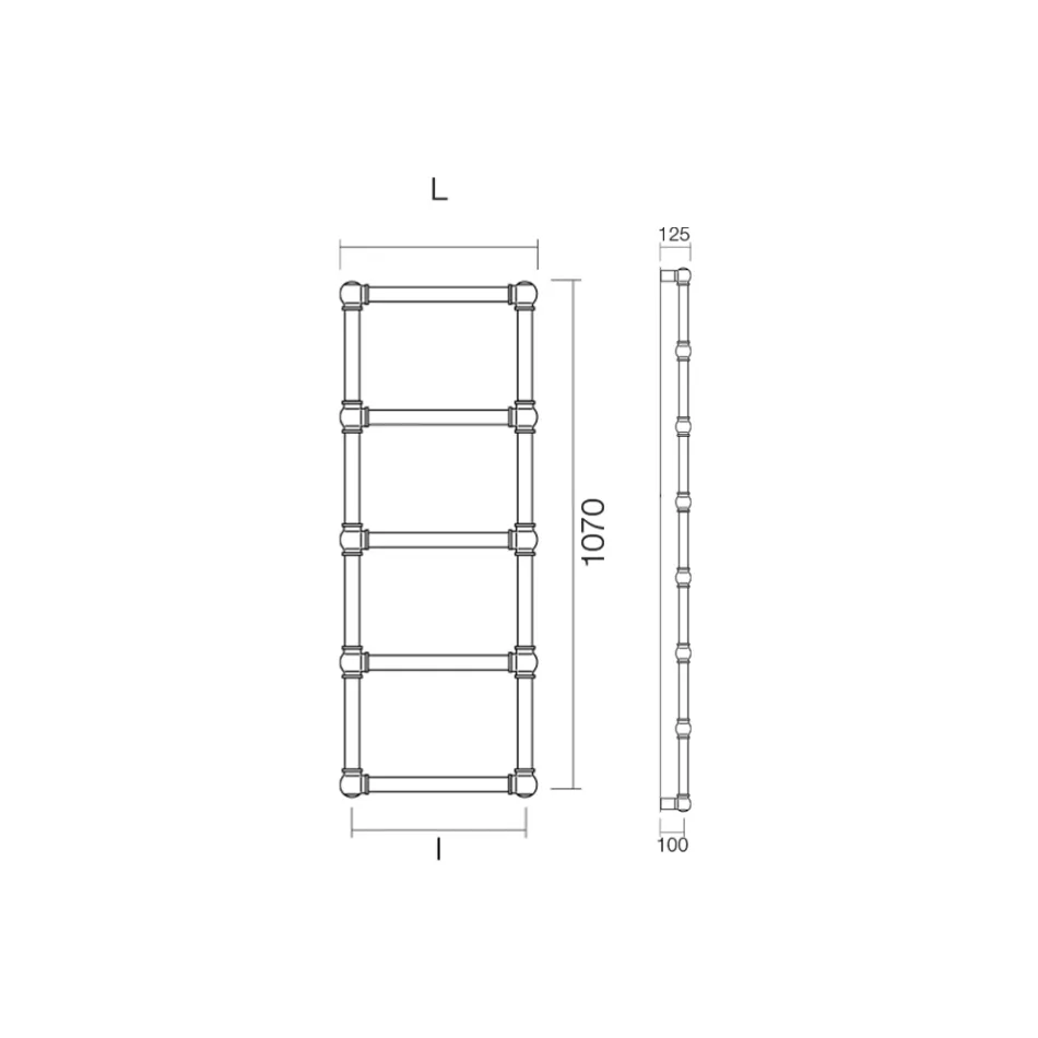 Sèche-serviettes hydraulique en laiton avec sphères de connexion fabriqué en Italie - Ricotta Viadurini