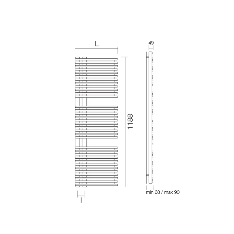Sèche-serviettes en acier au carbone avec système mixte - Peanuts Viadurini