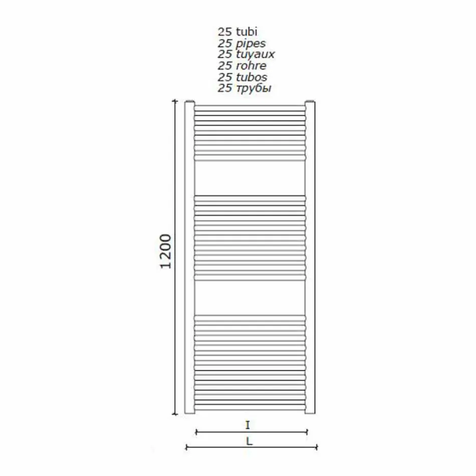 Sèche-serviettes mural design en acier inoxydable pour salle de bain, 2 tailles 391 W - Italo Viadurini