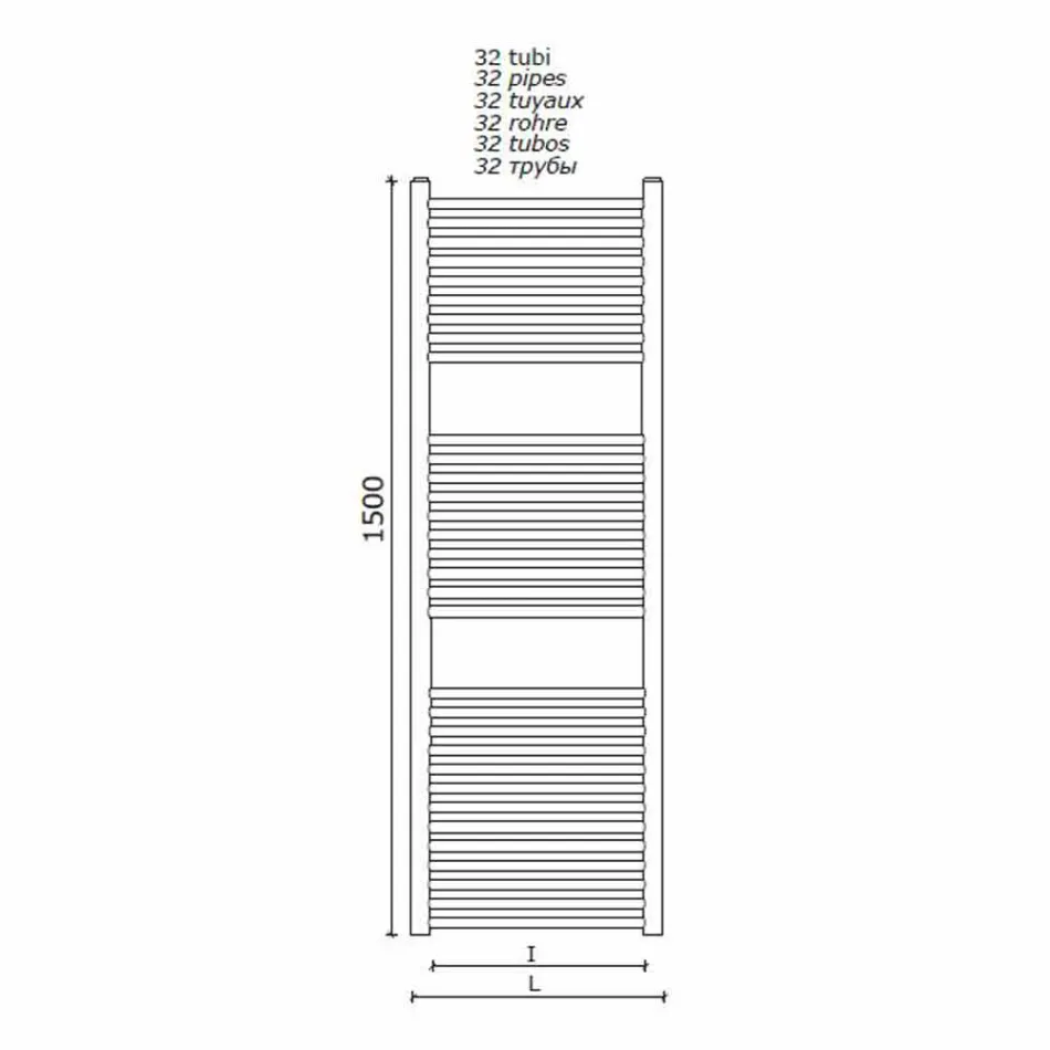 Sèche-serviettes mural design en acier inoxydable pour salle de bain, 2 tailles 391 W - Italo Viadurini