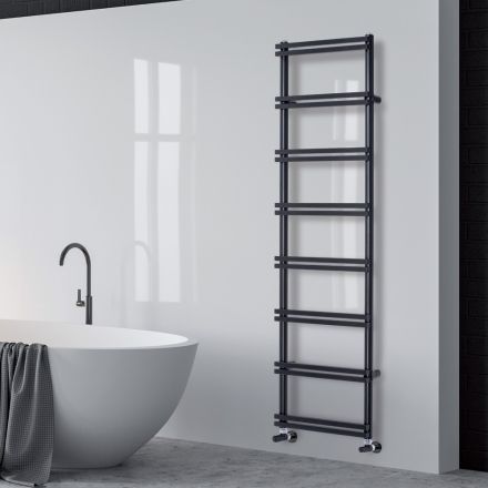 Sèche-serviettes mixte avec collecteurs verticaux, fabriqué en Italie - Zenzero Viadurini