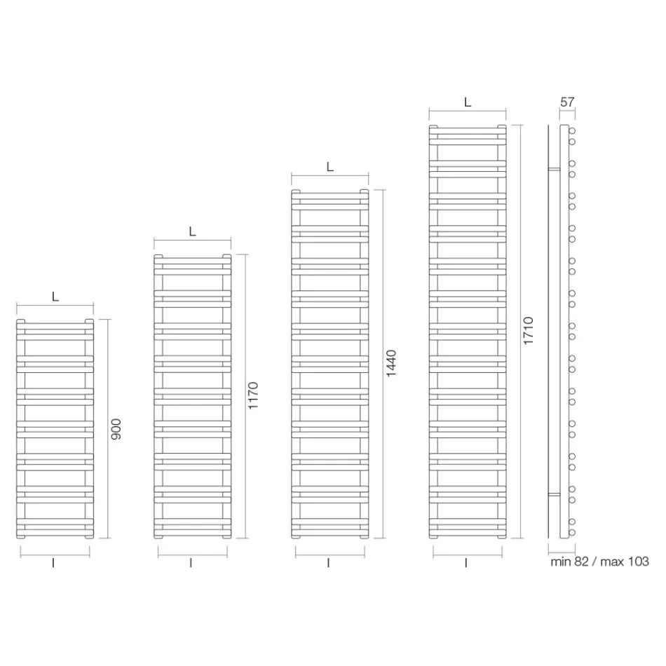 Sèche-serviettes mixte Amaretti à éléments horizontaux, fabriqué en Italie Viadurini