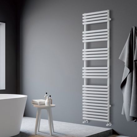 Sèche-serviettes en acier mixte, finition blanc pur, fabriqué en Italie - Citron Viadurini