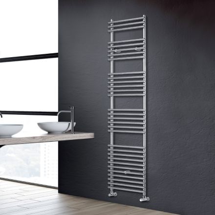 Sèche-serviettes en acier mixte finition satinée, fabriqué en Italie - Buccia Viadurini