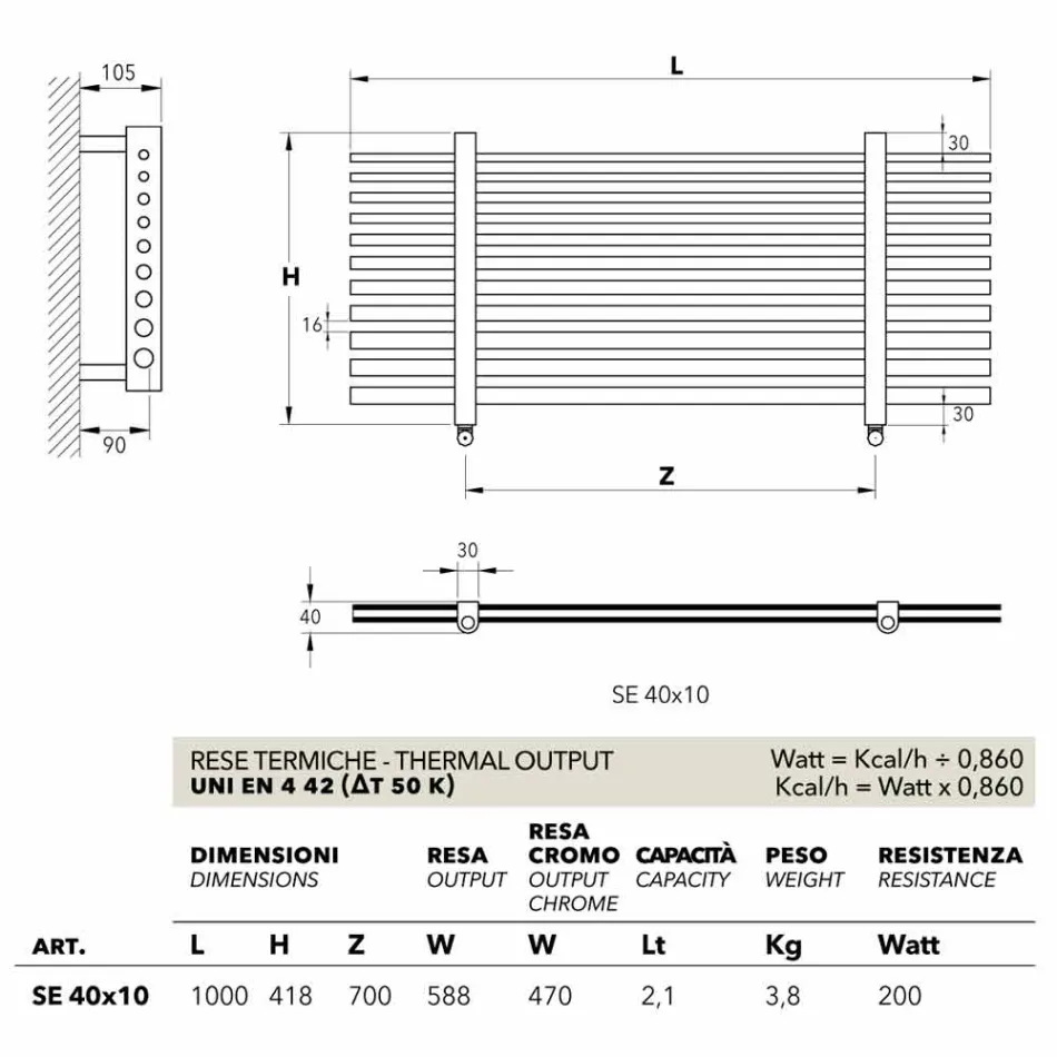Serviette horizontal hydraulique design moderne Selene Scirocco H Viadurini