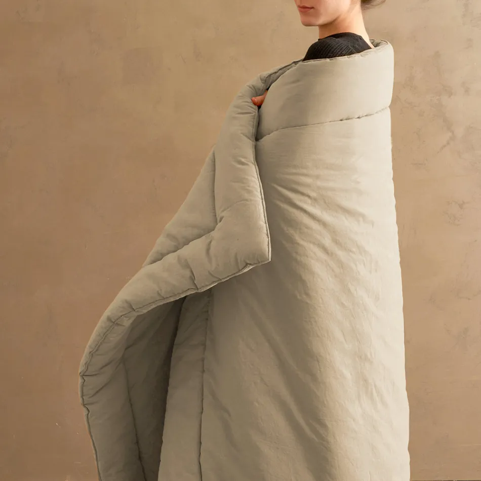 Chauffe-lit double 350 gr/m2 en pur coton teint en pièce - Délicatesse Viadurini