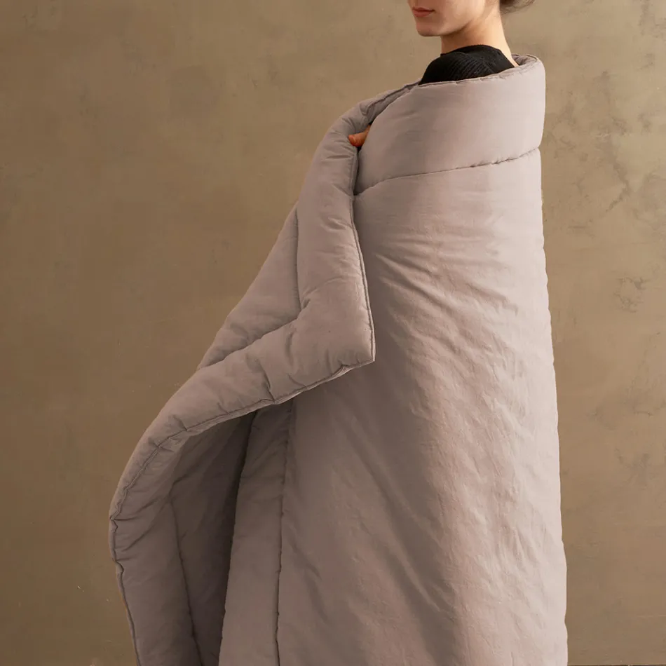 Chauffe-lit double 350 gr/m2 en pur coton teint en pièce - Délicatesse Viadurini