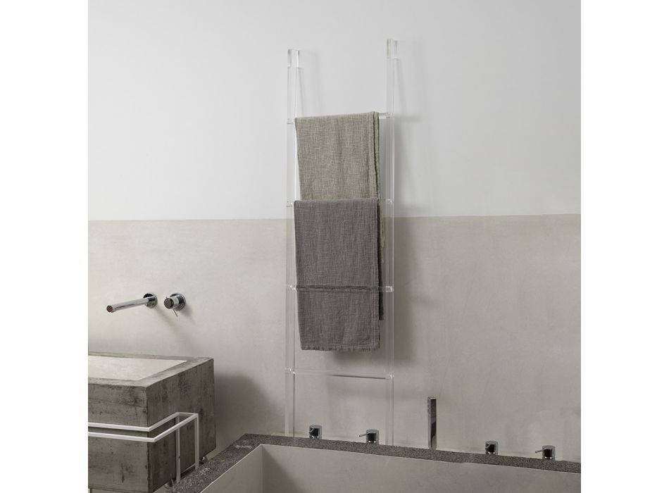 Échelle porte-serviettes de salle de bain en cristal acrylique transparent - Smart Viadurini