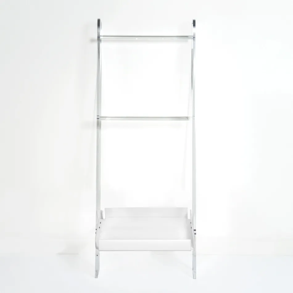 Échelle porte-serviettes en plexiglas blanc fabriquée en Italie - Jamira Viadurini