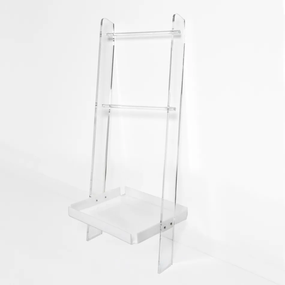 Échelle porte-serviettes en plexiglas blanc fabriquée en Italie - Jamira Viadurini