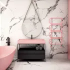 Sèche-serviettes hydraulique rond en acier coloré fabriqué en Italie - Chaîne Viadurini