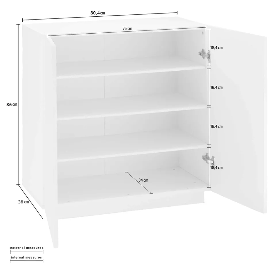 Meuble à chaussures 2 portes en bois mélaminé durable blanc ou ardoise - Joris Viadurini