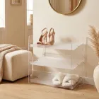 Étagère à chaussures Nerina à 3 niveaux en plexiglas transparent, fabriquée en Italie Viadurini