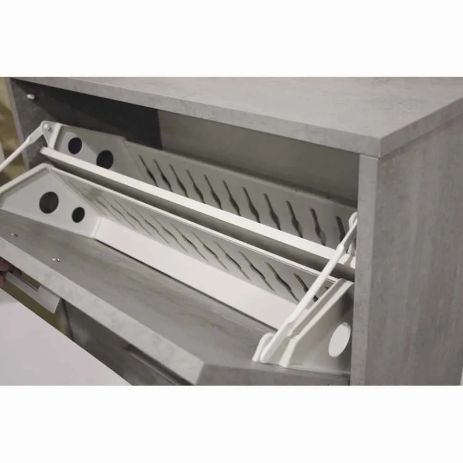 Meuble à chaussures à rabat double rangée en mélaminé ciment Cleaf Senis Viadurini