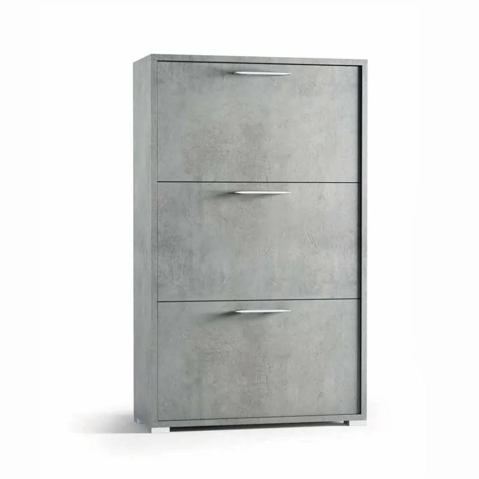 Meuble à chaussures à rabat double rangée en mélaminé ciment Cleaf Senis Viadurini