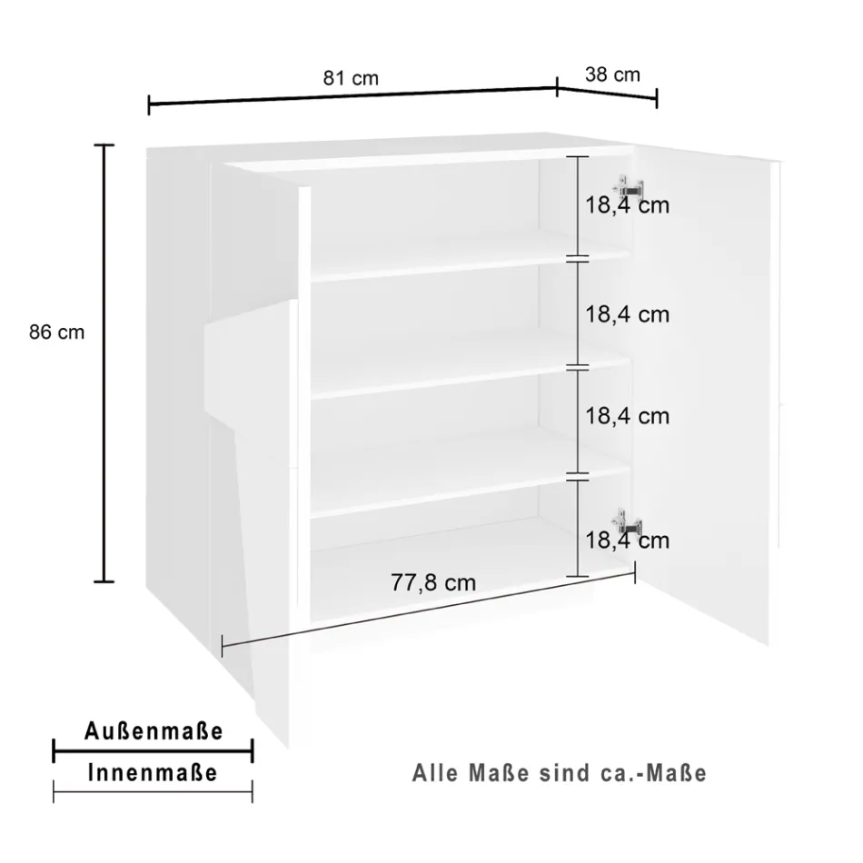 Étagère à chaussures haute ou basse en bois durable avec 2 ou 4 portes - Fjona Viadurini