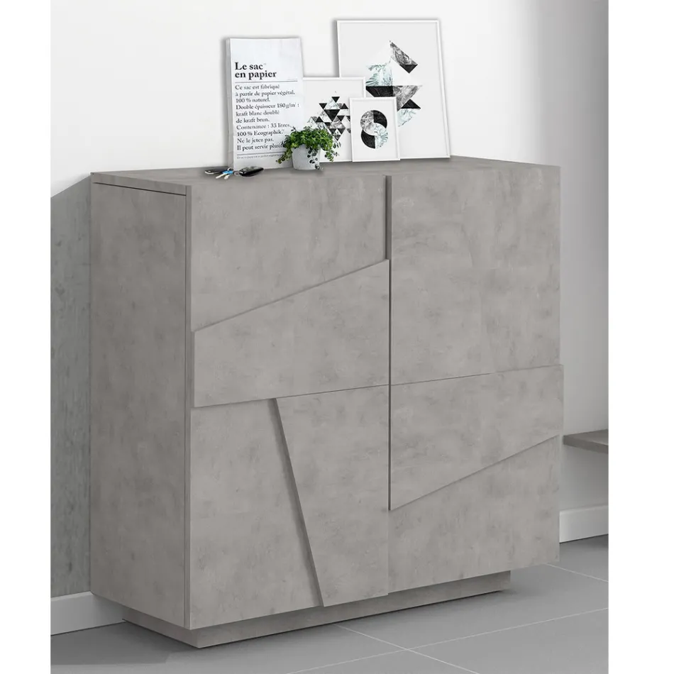 Étagère à chaussures haute ou basse en bois durable avec 2 ou 4 portes - Fjona Viadurini